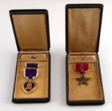 US WWII PURPLE HEART & BRONZE STAR WITH CASES