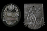 2 GERMAN WWII 3RD REICH MILITARY BIKER PLAQUE LOT