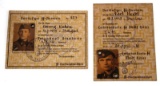 2 GERMAN WWII WAFFEN SS AUSWEIS ID CARD LOT