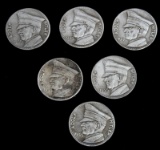 6 GERMAN WWII METAL ADOLF HITLER COIN LOT