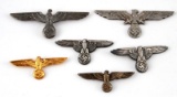 6 GERMAN WWII SWASTIKA EAGLE WING PIN LOT