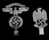 2 GERMAN WWII FLAG POLE TOP LOT NSKK & DDAC