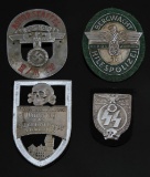 4 GERMAN WWII SHIELD LOT NSKK SS WINTERTAG ETC