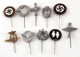 10 GERMAN WWII THIRD REICH STICKPIN LOT NSDAP ETC