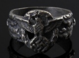 GERMAN WWII THIRD REICH SS POLICE SILVER RING