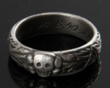 GERMAN WWII SS HONOR SILVER RING HIMMLER SIGNATURE