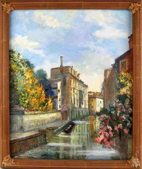 IMPRESSIONIST ITALIAN VENETIAN WATERWAY PAINTING