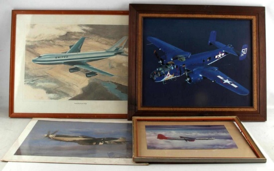 MIXED LOT OF AVIATION AIRPLANE PRINTS 747 P51D