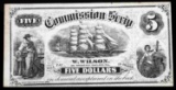 CAALIFORNIA $5 COMMISSION SCRIP W WILSON UNC