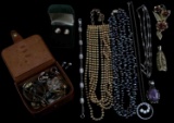 VINTAGE JEWELRY LOT W SILVER & PEARLS & COSTUME