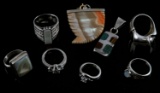 VINTAGE STERLING SILVER JEWELRY LOT RING & PENDANT