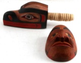 2 PACIFIC NORTHWEST HAND CARVED WOOD ITEM LOT