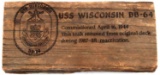 USS WISCONSIN ORIGINAL PIECE OF THE DECK