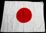WWII JAPANESE LINEN MEATBALL FLAG W FASTENING BITS
