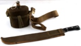 WWII BRITISH MACHETE & FIELD CANTEEN WITH COVER