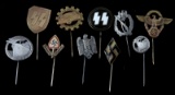 GERMAN WWII 3RD REICH ASSORTED STICKPIN LOT OF 10