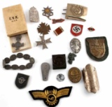 LARGE LOT OF 21 GERMAN WWII MEDALS PINS MORE