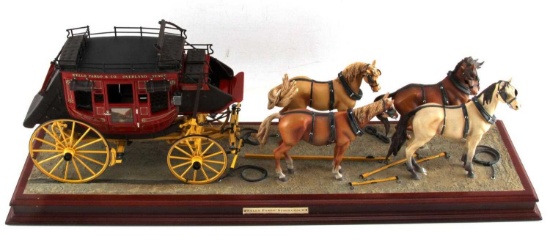 FRANKLIN MINT WELLS FARGO STAGE COACH WITH HORSES