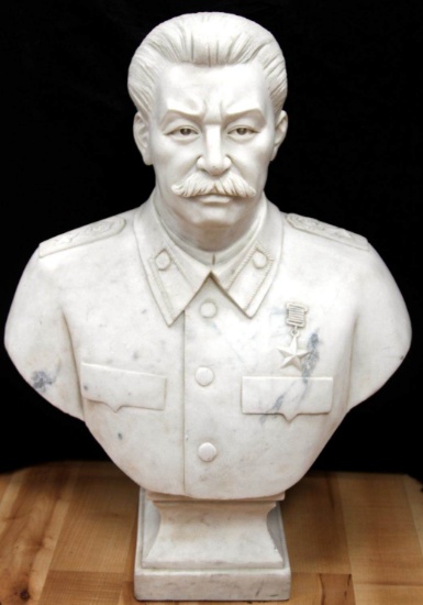 SOVIET UNION JOSEPH STALIN WHITE MARBLE BUST