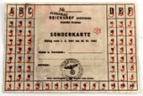 WWII GERMAN SONDERKARTE JEWISH GHETTO RATION SHEET