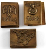 WWII GERMAN THIRD REICH MATCH BOX HOLDER LOT OF 3