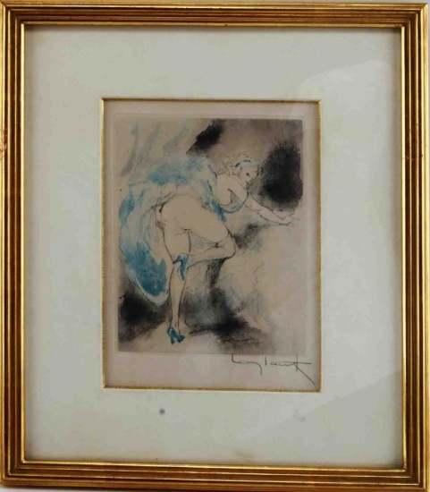 ORIGINAL LOUIS ICART SIGNED HAND COLORED ETCHING