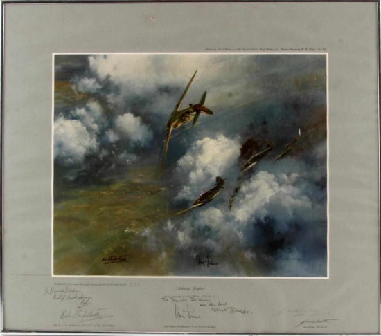 BATTLE OF BRITAIN ACHTUNG SPITFIRE SIGNED PRINT