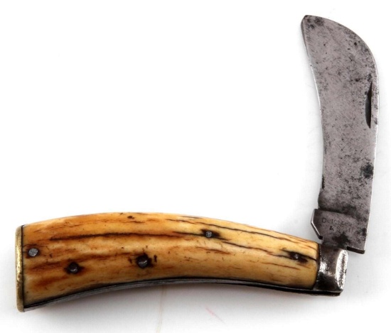 19TH CENTURY TUSK HANDLED FOLDING PRUNER KNIFE
