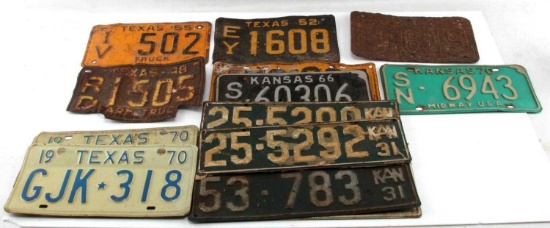 ANTIQUE LICENSE PLATE COLLECTION KS TX KOREA