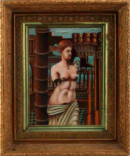 JOE FUGATE SURREALIST VENUS DE MILO OIL PAINTING