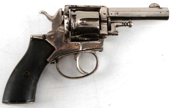 BELGIAN .32 CAL 6 SHOT DA REVOLVER NICKEL FINISH