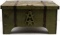 ANTIQUE GREEN WOODEN MASONIC CHEST HAMMERED METAL