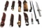 8 FIXED BLADE KNIFE LOT W 2 BAYONETS & BOLO SCABBA
