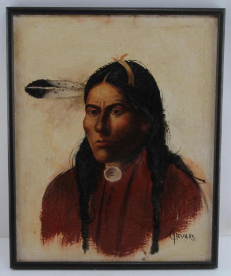 OIL ON CAVAS NATIVE AMERICAN PORTRAIT SIGNED