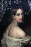 ANTIQUE 19TH CENTURY OIL PAINTING ON TIN FEMALE