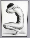 ARTIST SIGNED FRAMED DRAWING OF NUDE MALE