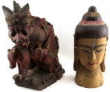 LOT OF HAND CARVED EAST ASIAN WOODEN STATUES