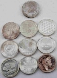 GENERIC ONE OUNCE 999 SILVER ROUND LOT OF 10