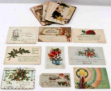 LOT OF ANTIQUE POSTCARDS CHRISTMAS CARDS MORE