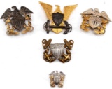 WWII US NAVY COAST GUARD OFFICER BADGE LOT OF 5