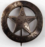 TEXAS RANGERS BADGE MADE FROM SILVER MEXICAN COIN