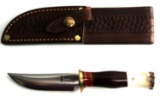 J BEHRING JR 4 INCH BIRD & TROUT STAG HANDLE KNIFE