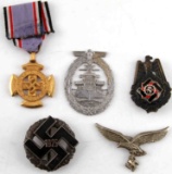GROUP OF 5 GERMAN WWII THIRD REICH BADGES & MORE