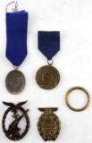 LOT OF 4 WWII GERMAN THIRD REICH MEDALS & BADGES