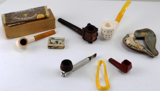 FIVE SMOKING TOBACCO PIPES KIRSTEN WOOD CARVED