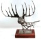 ALL METAL BUCK DEER SCULPTURE SIGNED