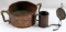 LOT OF CIVIL WAR ITEMS MIRROR CUP COPPER POT