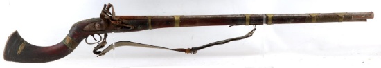 19TH CEN PERSIAN JEZAIL RIFLE WITH BRASS FITTINGS