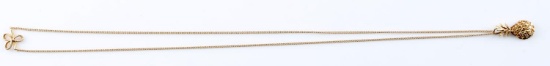 14KT GOLD JABEL CHAIN NECKLACE W PINEAPPLE PENDANT