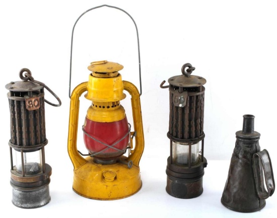 4 MINER & SANITARY COMMISSION LANTERN & LAMPS WOLF